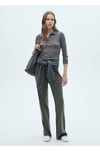 MANGO Woman Polo-T-Shirt mit Knopfleiste