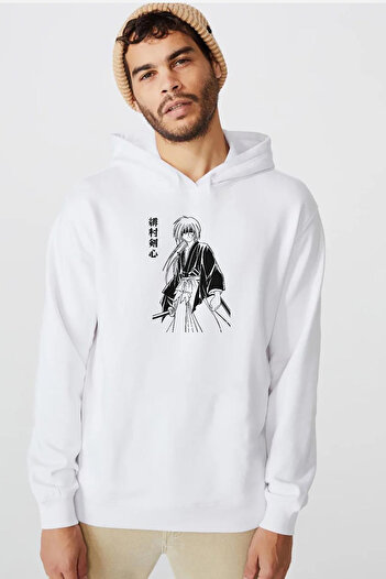 Tshirthane Rurouni Kenshin Постер Японія Білий Чоловічий 3-панельний Світшот з Капюшоном