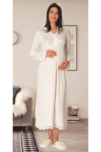 Mecit Pijama Carpediem L.r. 1519 Ekru 4 Parça Lohusa Set