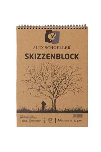 Alex Schoeller Bloc de schiță Kraft A4 cu spirală laterală și superioară 90 Gr. 60 Yp.