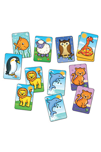 ORCHARD Animal Match Sevimli Hayvanlar İkili Eşleştirme Kartları Mini Kutu Oyunu