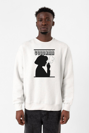 Tshirthane Pulp Fiction Goddamn Beyaz Чоловічий 2-шаровий світшот