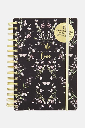 Votum Do Everything In Love Spiral Bound Floral Notebook, Black Combo
