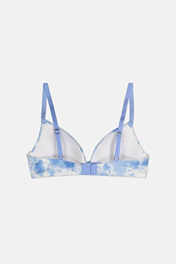 Tchibo Women 1 Piece Tie Dye Padded Non Underwired Soft Cup Bra, Blue