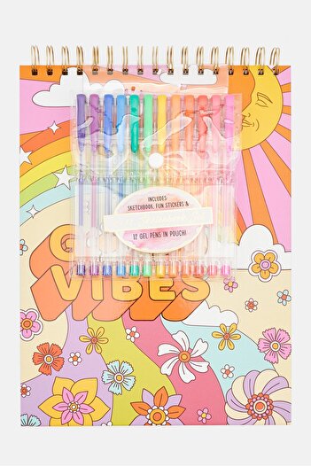 Votum Good Vibes Sketchbook Set With Ballpen 23 L x 30 H x 2 W cm, Pink Combo