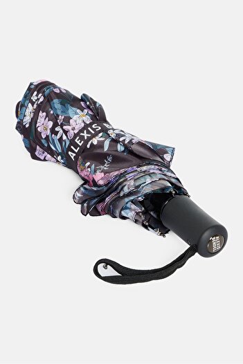 Alexis Bendel Floral Printed Travel Umbrella, Black Combo