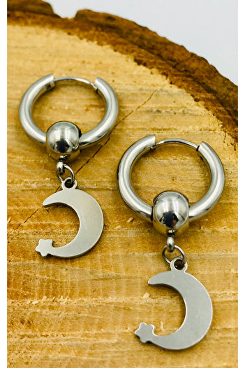 Monalisa Home Silver Color Figured Steel Earrings