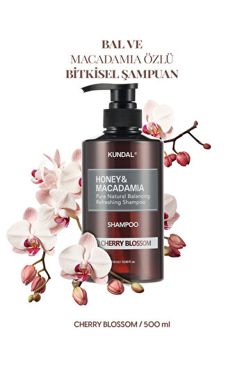 Kundal Kırılma Karşıtı Besleyici Bakım Şampuanı KUNDAL Honey& Macadamia Nature Shampoo 500ml Cherry Blossom