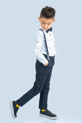 Mnk Baby&Kids Printed Oxford Boy's Suit Mnk0479 White