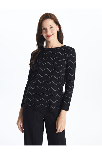 LC Waikiki Crew Neck Patterned Women's Knitwear Sweater