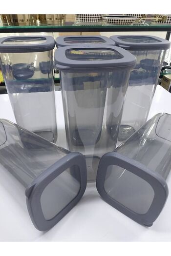 VİP AHMET Beach Square Storage Container 6x1750 Ml Transparent Smoked Vp-053