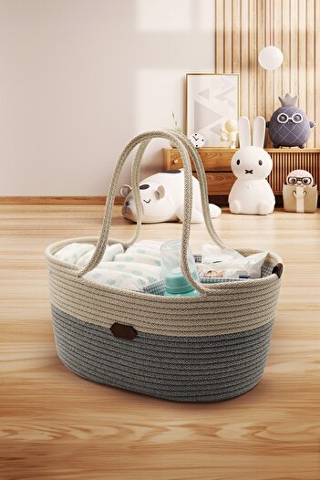 JASPER Jute Rope Straw Gray Mother Baby Care Bag Mother Baby Set Organizer