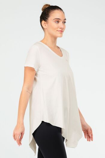 speedlife Beige Regular Cotton V-Neck Short Sleeve Women's T-Shirt Sf03881