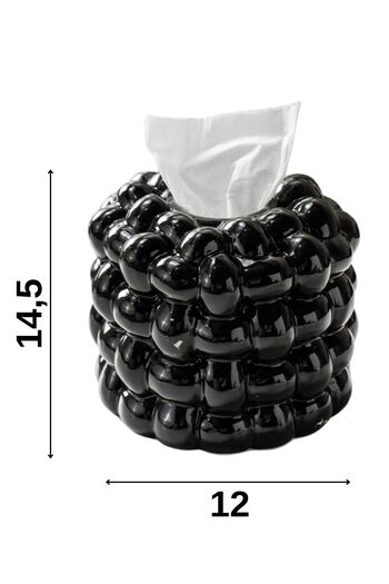 peony studio Black Ceramic Napkin Holder - Decorative Wm22011-H