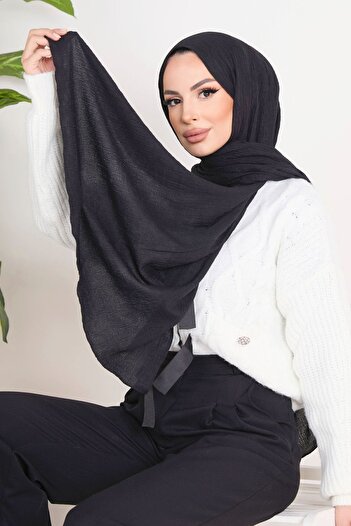 TOFİSA 23352-BLACK Soft Cotton Shawl