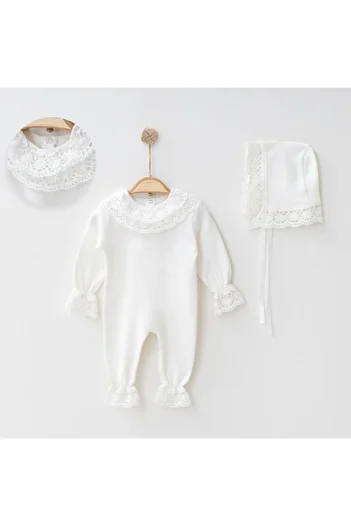 CFR Lace Baby Girl Jumpsuit with Hat Hospital Discharge Gift Mevlüt Outfit 749