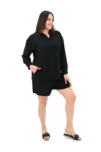 Koza Butik Plus Size Women's Double Suit - Long Sleeve and Shorts 8127-25