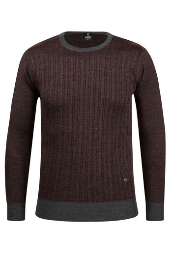 Çizgi Triko Men's Striped Knitwear Sweater - Zero Collar, Patterned Sleeves and Waist Elastics, Steel Knit - 5005C