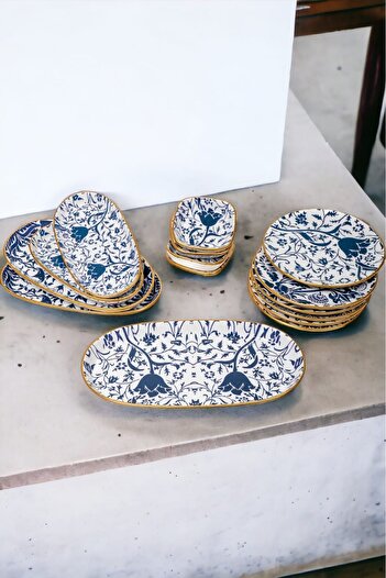 Aybelife Countine 15 Piece Breakfast Set Gold Gilded Dowry Set