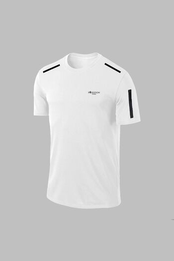 POSEIDON STORM Ανδρικό λευκό μπλουζάκι Dri-Fit - Μέγεθος Battal, Χωρίς στάμπα, Στρογγυλή λαιμόκοψη, Κοντό μανίκι (4XL- 10XL)