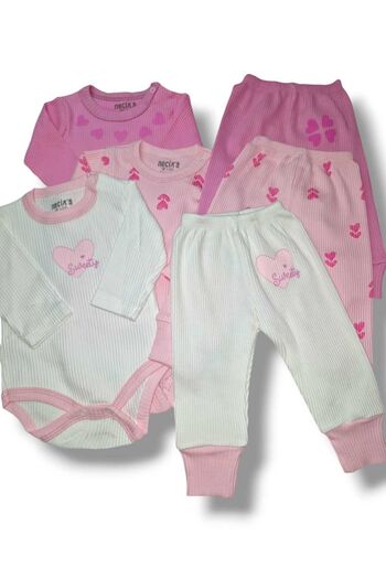 Necix's Necix's 3-Piece Heart Figured Zibin and Bottom Pants Set