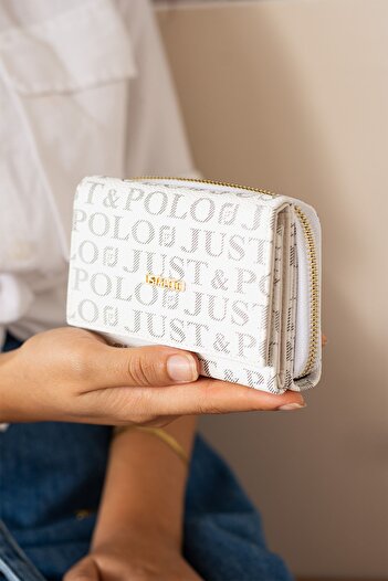 Just Polo Women's Wallet with Folding Magnetic Text Printed