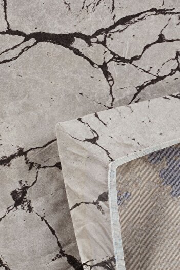 RENKLİBUTİK 6 M2 Modern Patterned Velvet Textured Carpet Cover - Non-Slip and Elastic