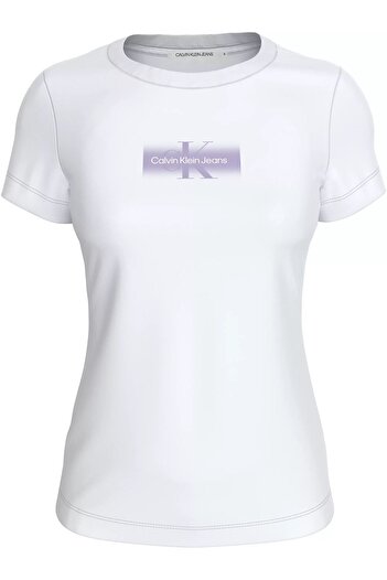 Calvin Klein White Women's Slim Fit OUTLINED CK T-Shirt