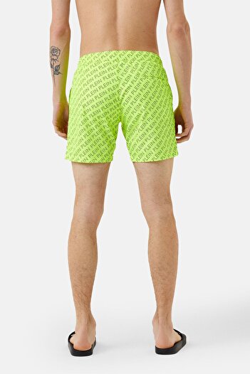 PHILIPP PLEIN Logo Patterned Drawstring Pocket Regular Fit Swimsuit Short Men's Shorts CUPP13M0132