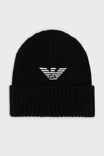 Emporio Armani Чоловіча шапка з логотипом, 100% вовна 627676 2f556 00020