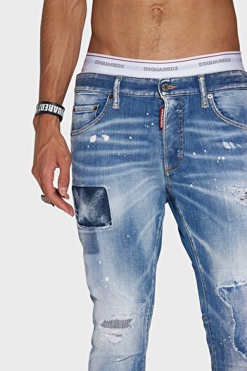 DSquared2 Cool Guy Streç Pamuklu Yırtık Detaylı Slim Fit Jeans Erkek KOT PANTOLON S74LB1252 S30342 4