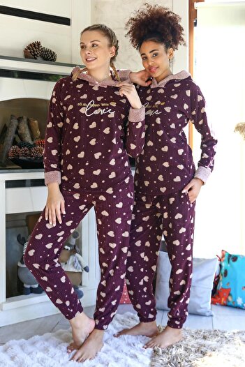 Akbeniz Welsoft Polar Women's Hooded Pajama Set 8513