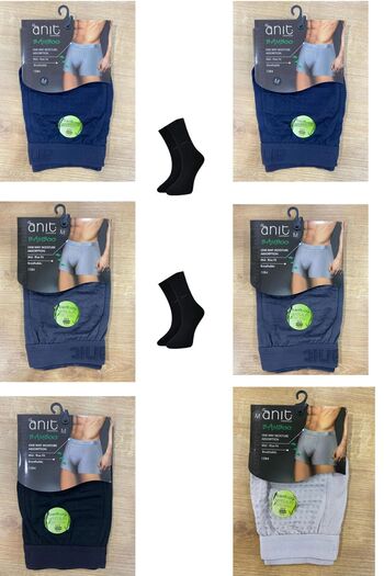 Anıt 6Pcs Men's Bamboo Breathable Fabric Boxer 2 Pairs Socks