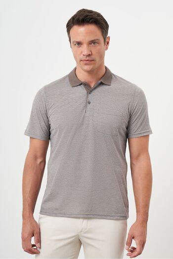 Morven Men's Brown Trend Pocket Polo Neck T-Shirt