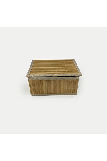 sever ithalat Minimalist Design - Natural Bamboo Square Storage Basket, Fashionable and Convenient with Braided Edges