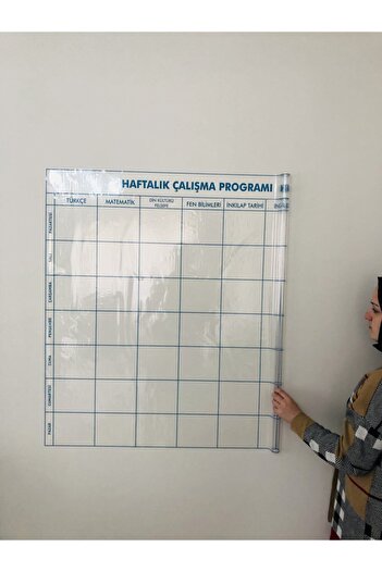 Tutunabilir Kağıt Haftalık Ders Çalışma Programı 5-6-7-8. Sınıf Statik Akıllı Kağıt Yazı Tahtası 120x100 Cm Kalem