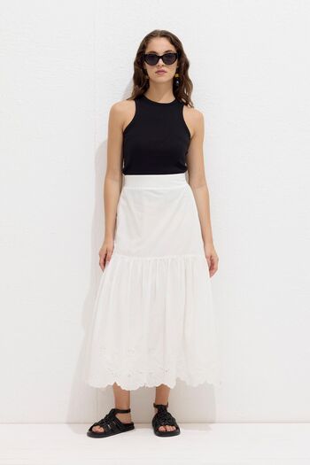 Manuka Ecru Skirt - Embroidered