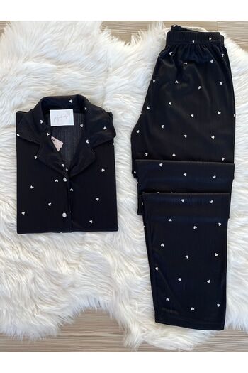 Pijamacs Set de pijamale cu inimă neagră cu model Pegasus - mânecă scurtă