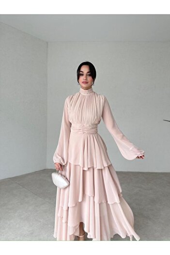 Riche Γυναικείο φόρεμα Cream Midi Chiffon