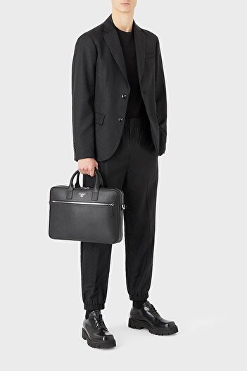Emporio Armani Zippered Laptop Bag with Removable Extension Strap Men's Bag Y4p119 Y138e 81072