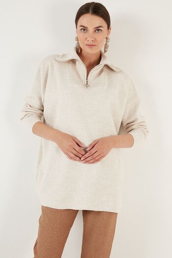 Lela Half Zipper Oversize Knitwear Sweater 4616079