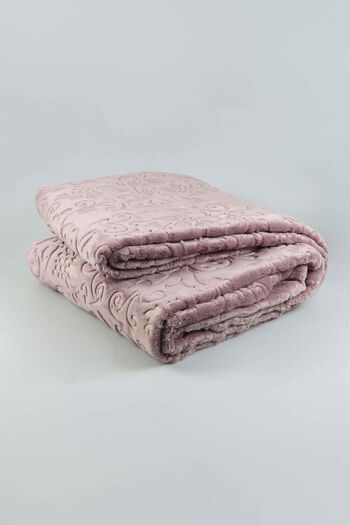Merinos Elegans Double Blanket Flower Pattern Blanket Dried Rose