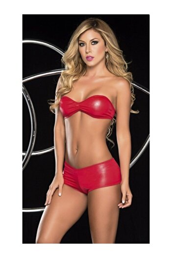 Bundera Stylish red Leather LooK Sort Bra Set