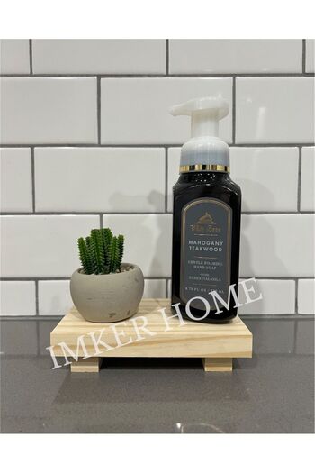 IMKER HOME Ham Ahşap Stand Sunum Tahtası Mutfak Düzenleyici Sosluk Yağdanlık Yağlık Sıvı Sabun Altlığı