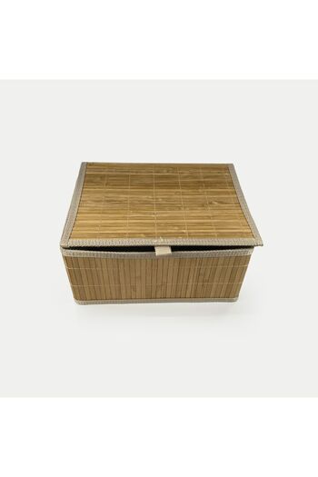 sever ithalat Minimalist Design - Natural Bamboo Square Storage Basket, Fashionable and Convenient with Braided Edges