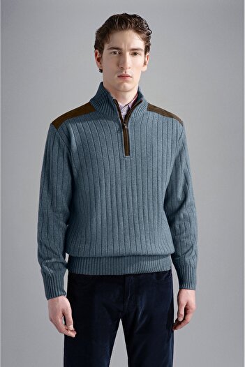 PAUL&SHARK MEN'S ZIPPED PULLOVER C.WWOOL
