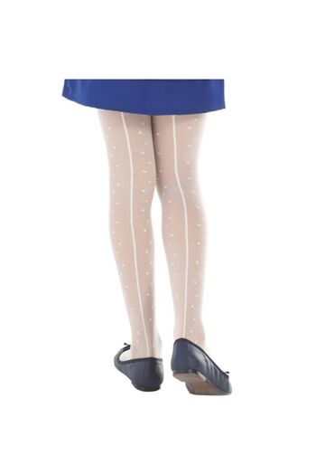 Dore Girl's Ecru Cream Şebnem Patterned Pantyhose