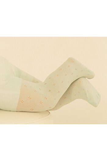 Daymod Baby Island Cream Color Mesh Patterned Polka Dot Pantyhose