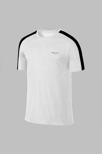 POSEIDON STORM White Dri-Fit Fabric - Casual Comfortable Men's T-Shirt, Solid Collar, Short Sleeve S-3Xl