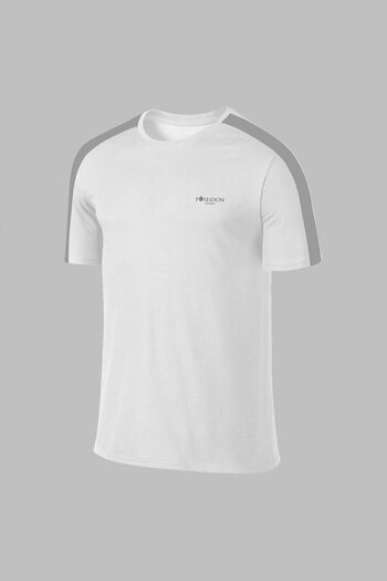 POSEIDON STORM Ανδρικό λευκό μπλουζάκι Dri-fit - Plus Size, O-Neck, Άνετο (4XL- 10XL)